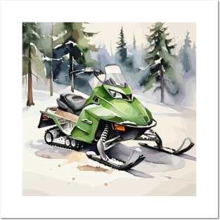 Green Snowmobile Posters and Art